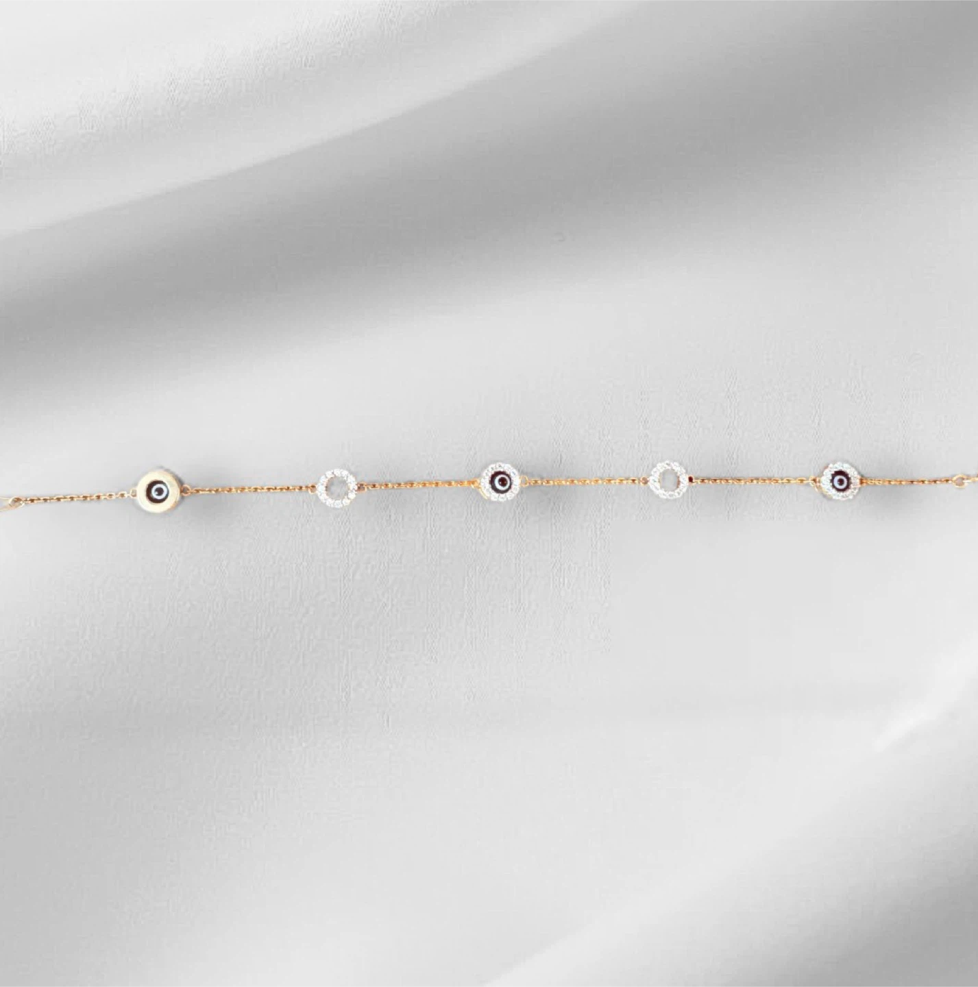 Yellow Gold Over Sterling Silver Evil Eye/CZ Bracelet - photo 2