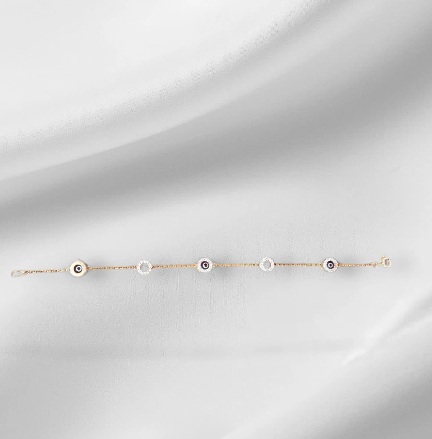 Yellow Gold Over Sterling Silver Evil Eye/CZ Bracelet - photo 3