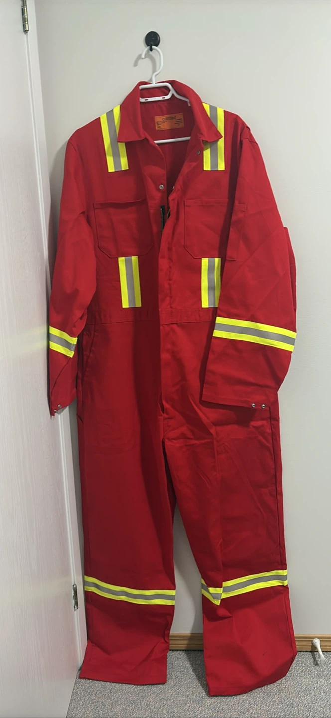 Red Work Coverall with Reflective Stripes