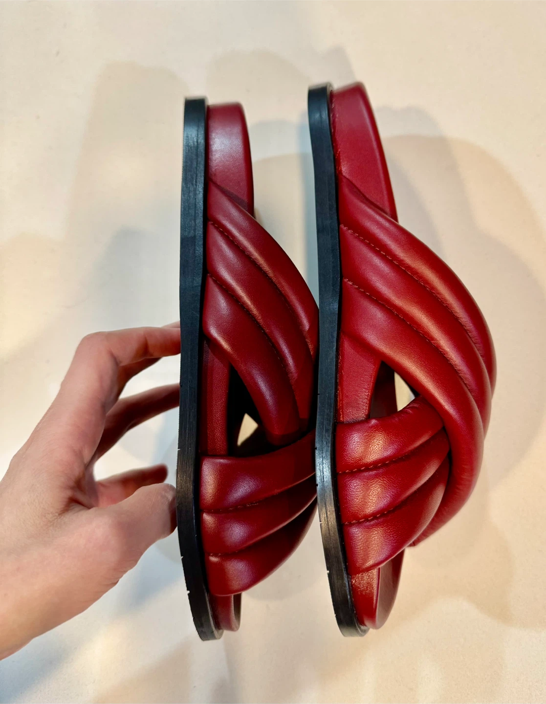 AQUATALIA Red Leather Slides_Size 7M_NWT - photo 5