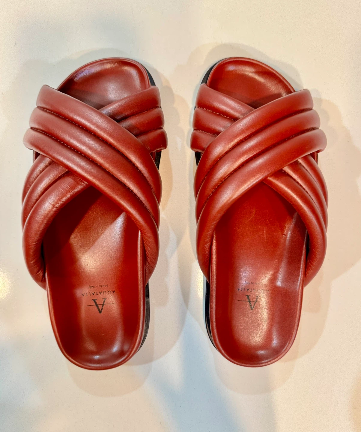 AQUATALIA Red Leather Slides_Size 7M_NWT - photo 2