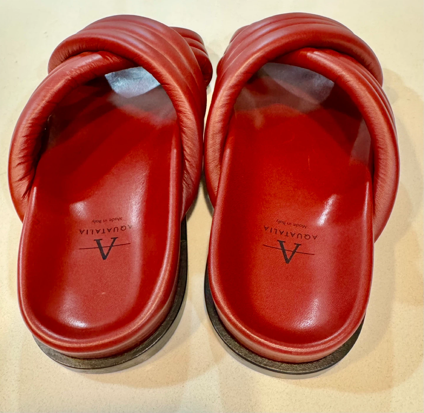 AQUATALIA Red Leather Slides_Size 7M_NWT - photo 3