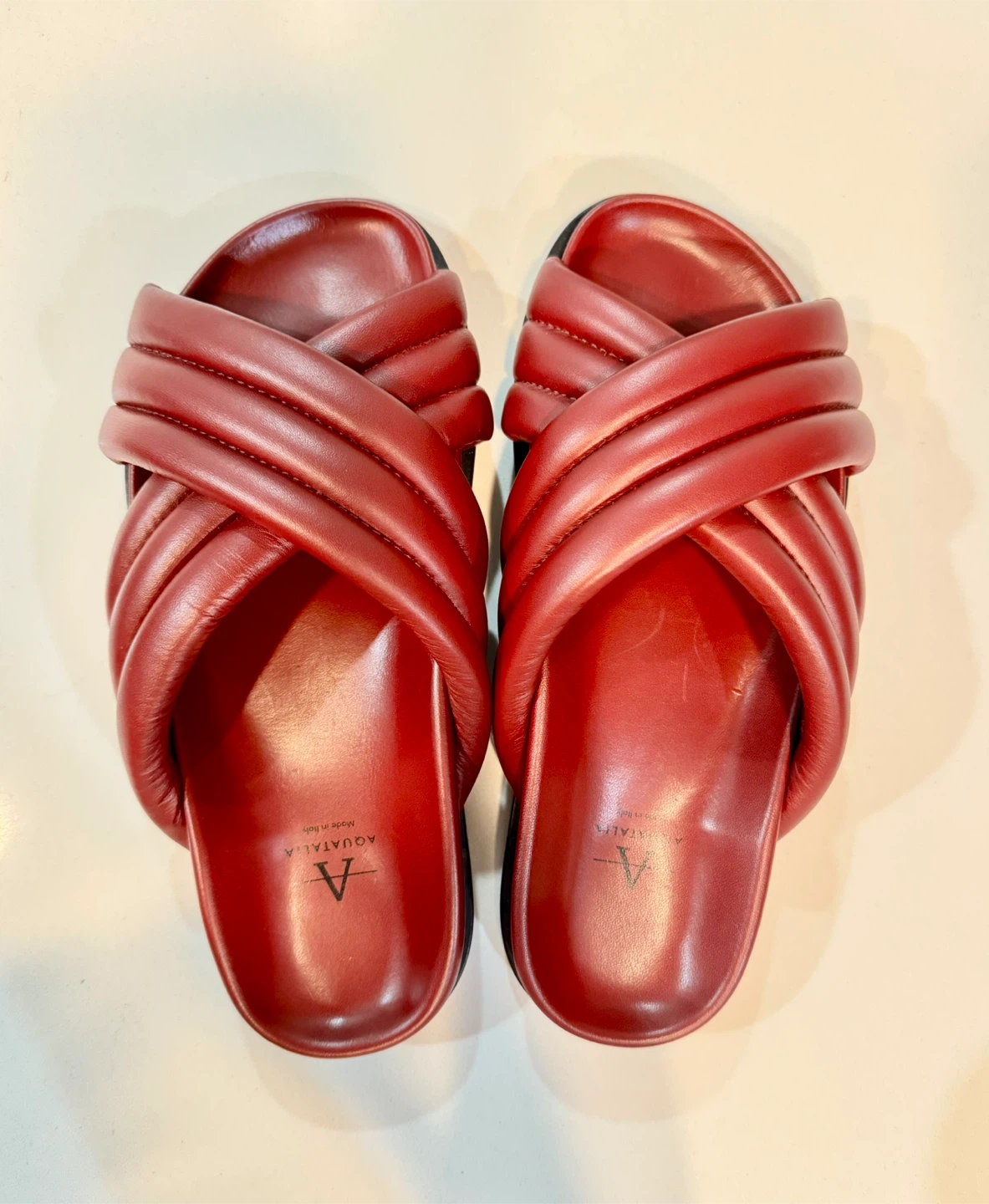 AQUATALIA Red Leather Slides_Size 7M_NWT