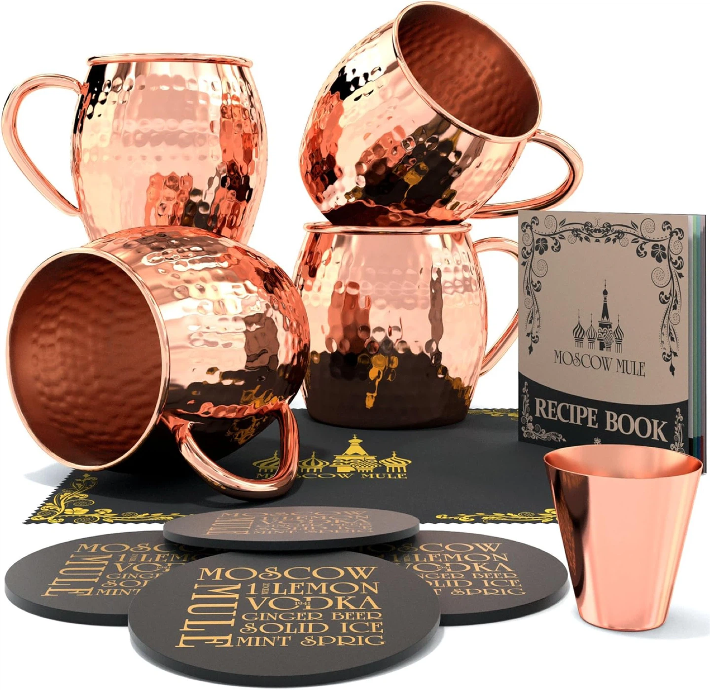 Advanced Mixology Hammered Moscow Mule Copper Mugs Set_NWOT