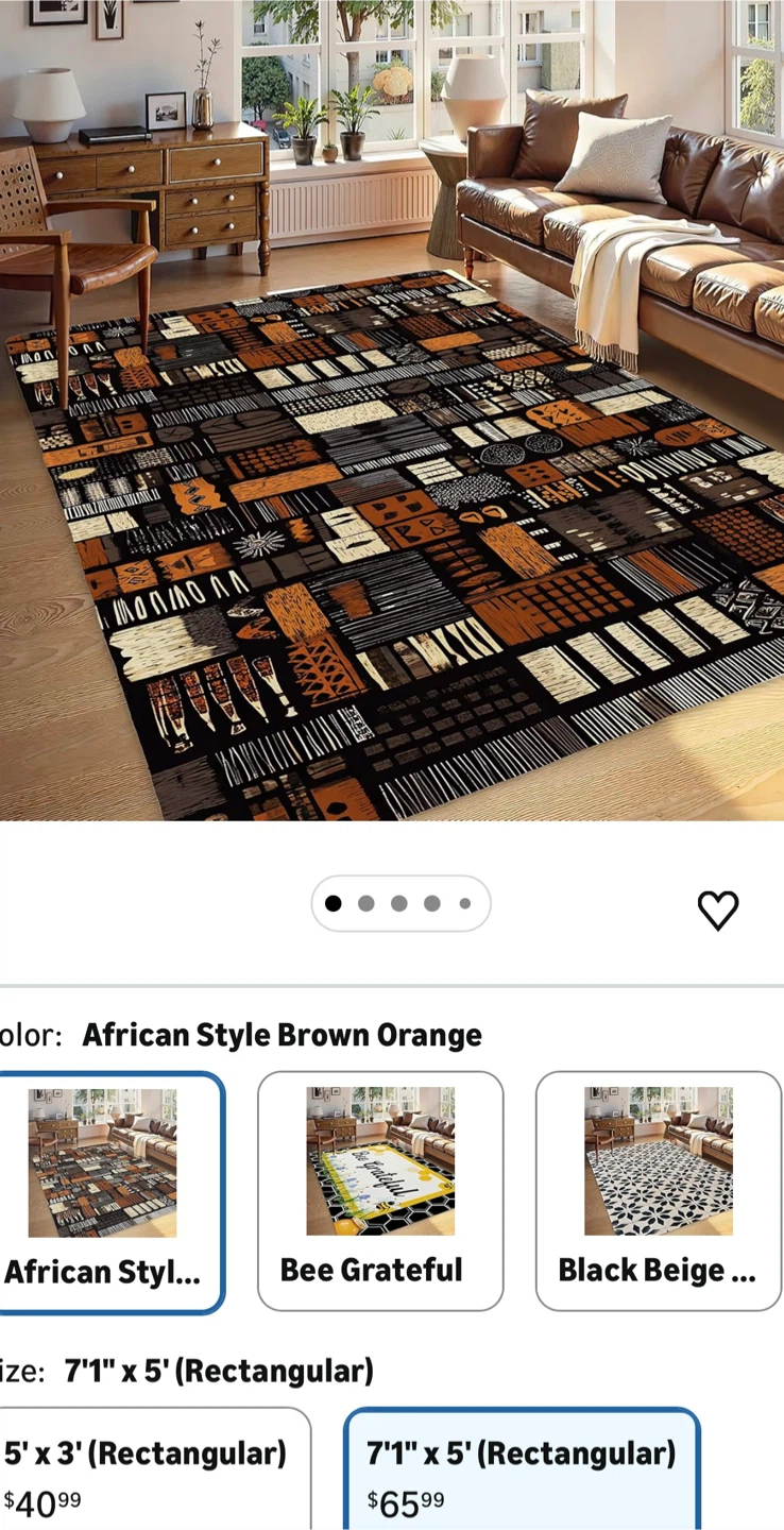 African Style Brown Orange Area Rug 7'1" x 5' - photo 4