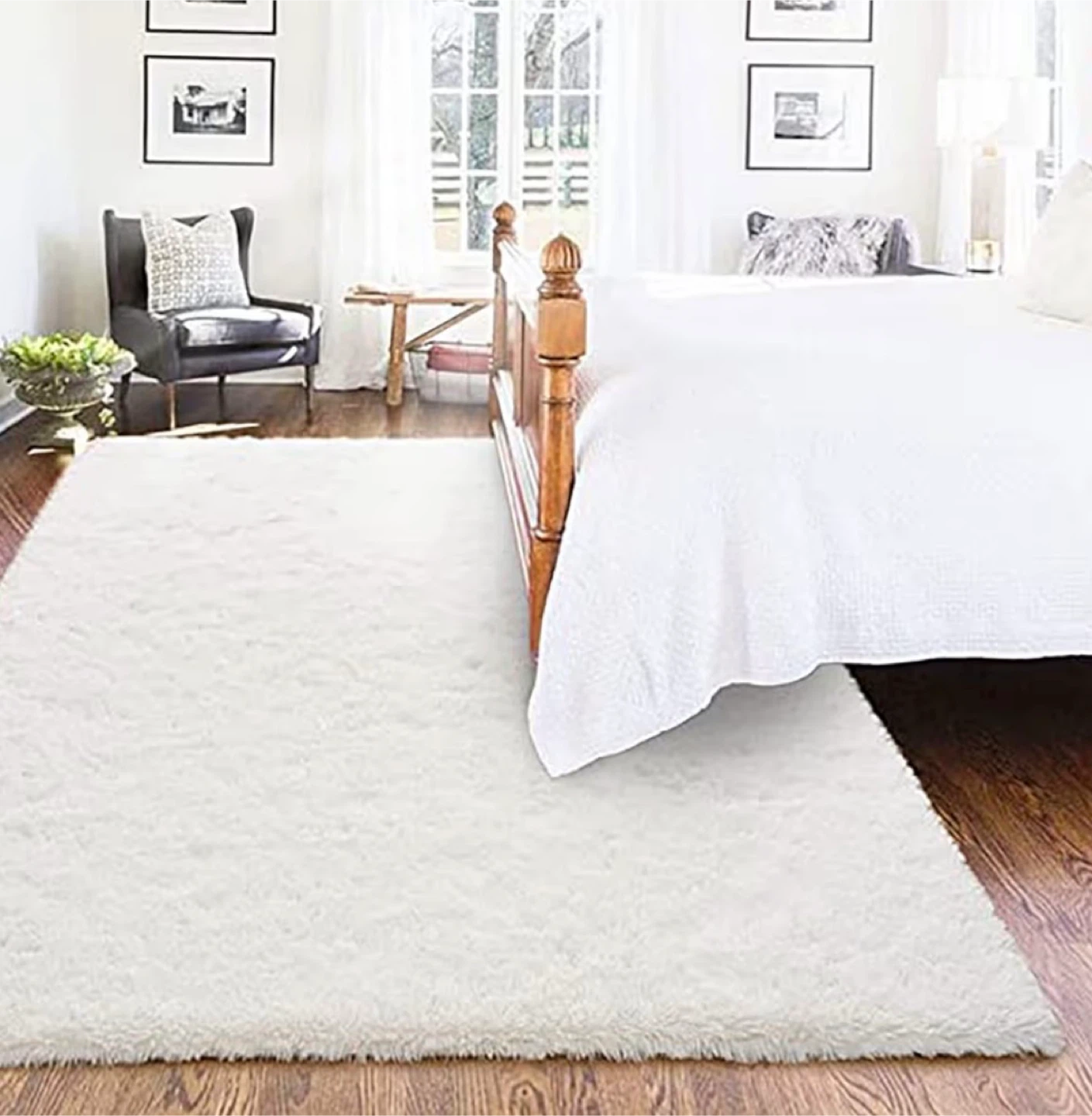 Softlife Creamy White Shaggy Area Rug 8x10 - photo 2