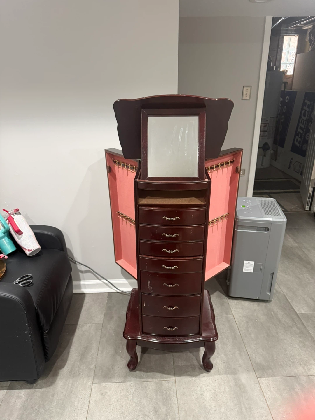 Jewelry Armoire with Mirror