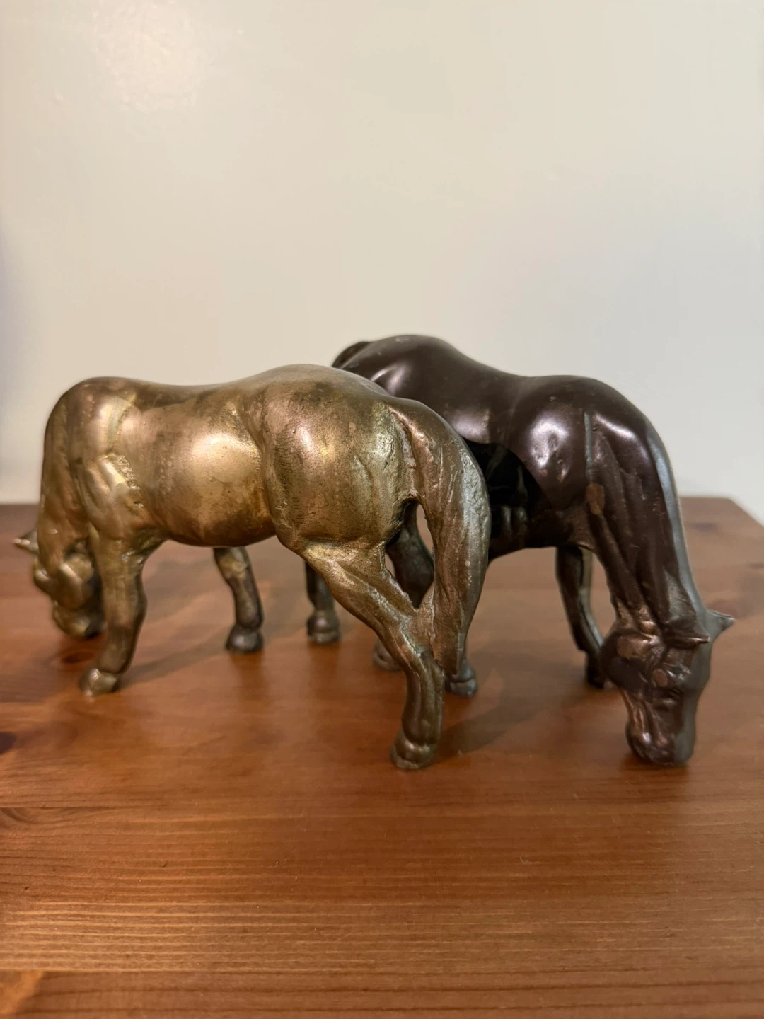 Vintage Brass Grazing Horse Figurines - photo 3