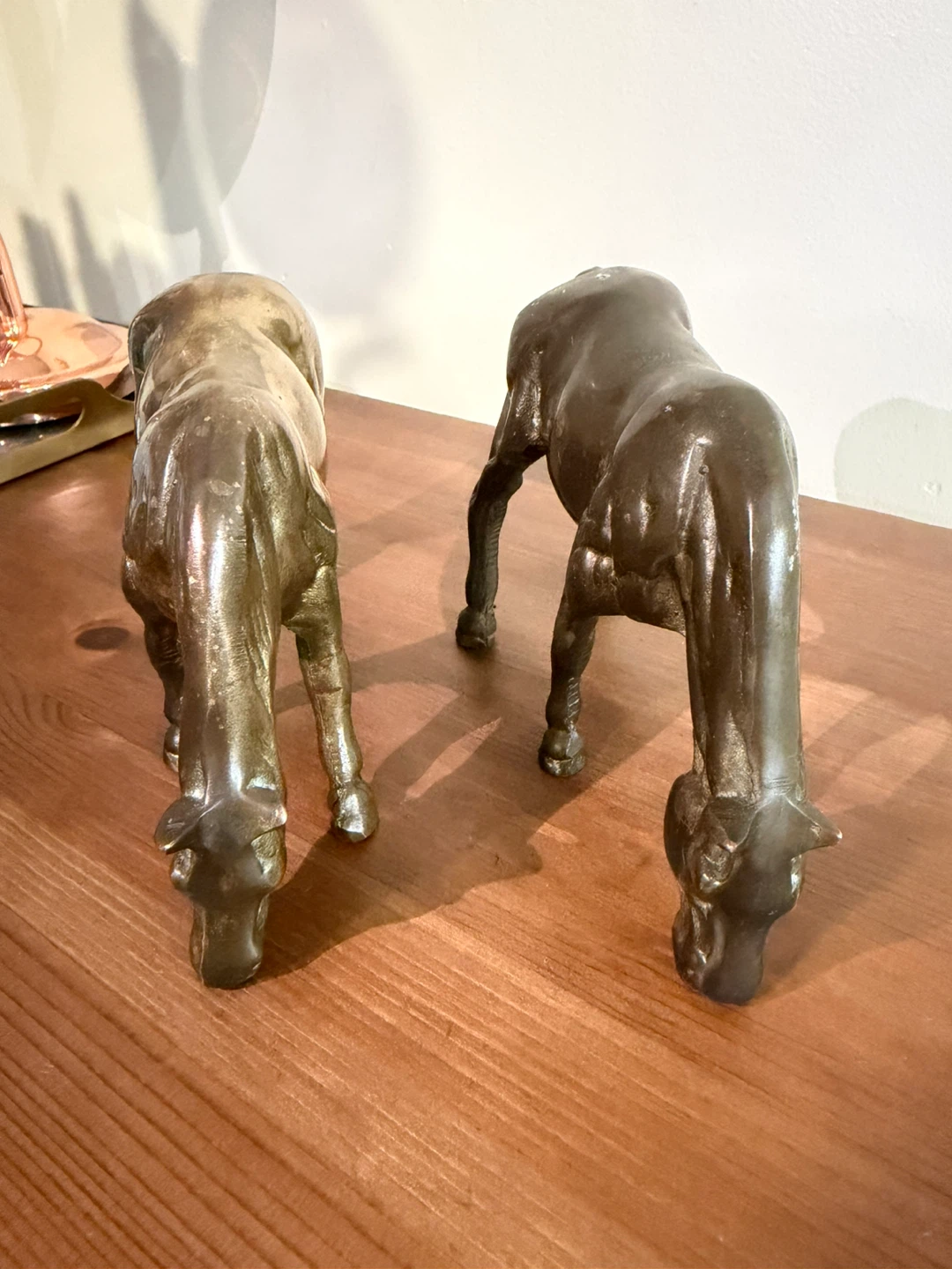 Vintage Brass Grazing Horse Figurines