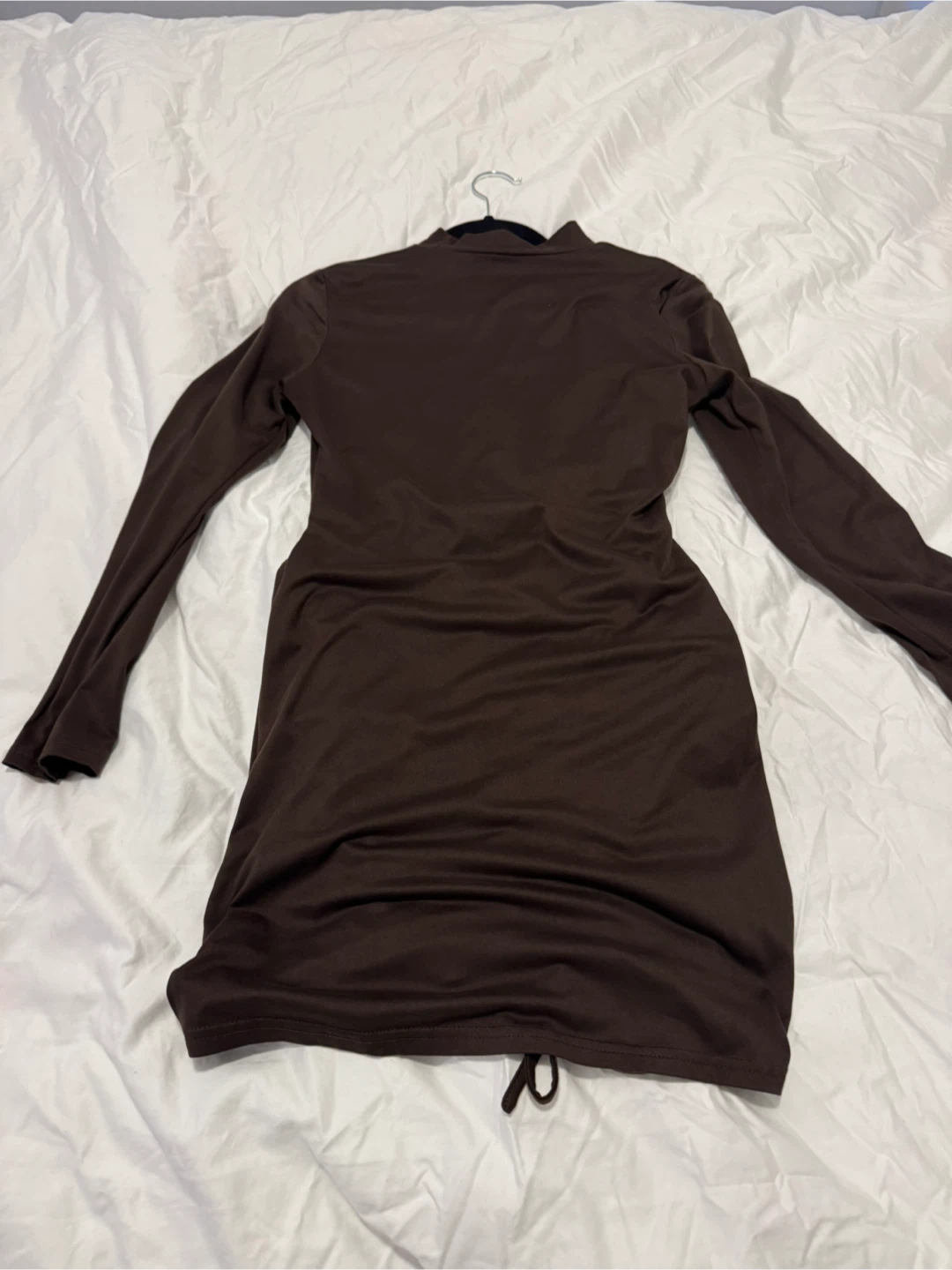 Brown Long Sleeve Ruched Dress - M - photo 2