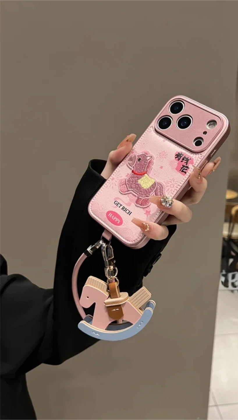 Pink Horse iPhone Case with Charm