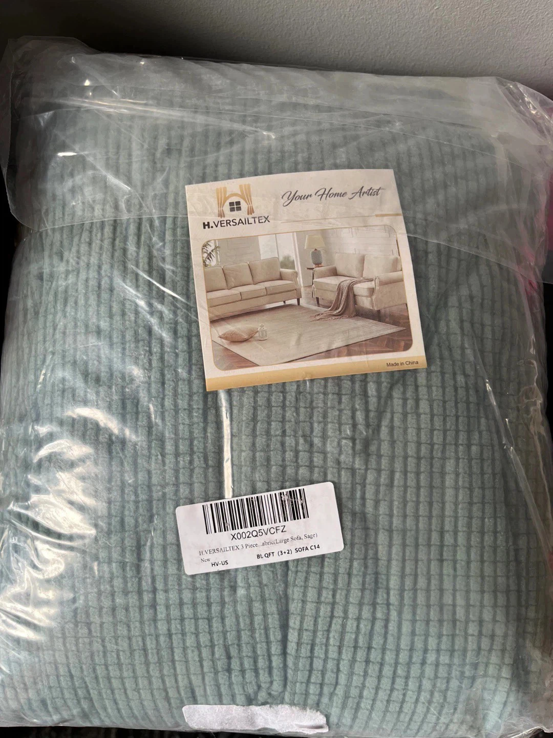 Brand new -  3 Piece Stretch Sofa Cover - Sage. NOT A COUCH - photo 2