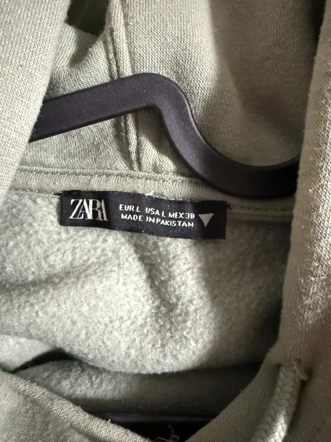 Zara Olive Green Cropped Hoodie - Size L - photo 3