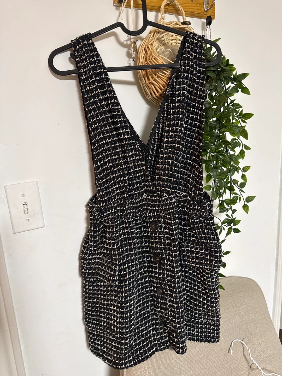 Zara Black & White Tweed Jumper Dress - Size M