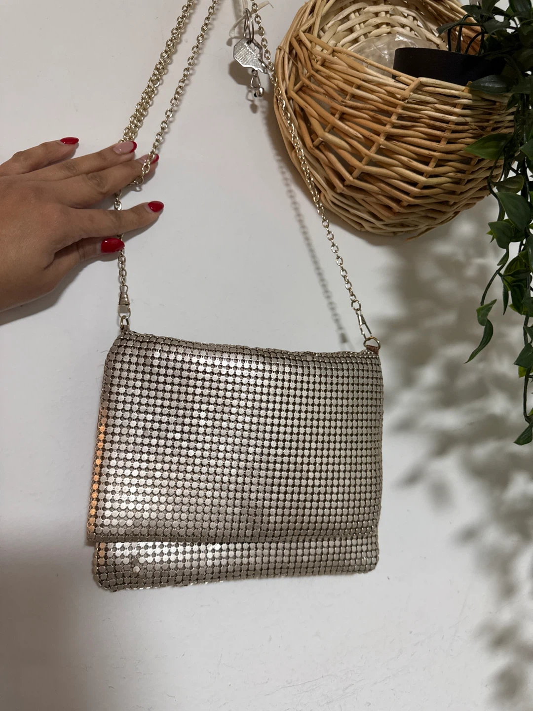 Vintage Silver Mesh Evening Bag