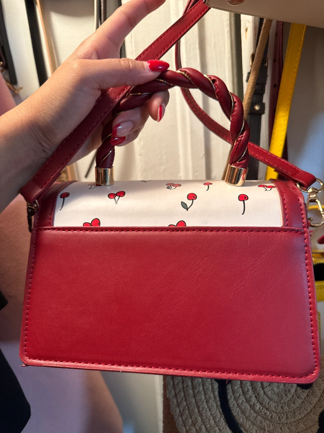 Red & White Cherry Pattern Handbag - photo 3