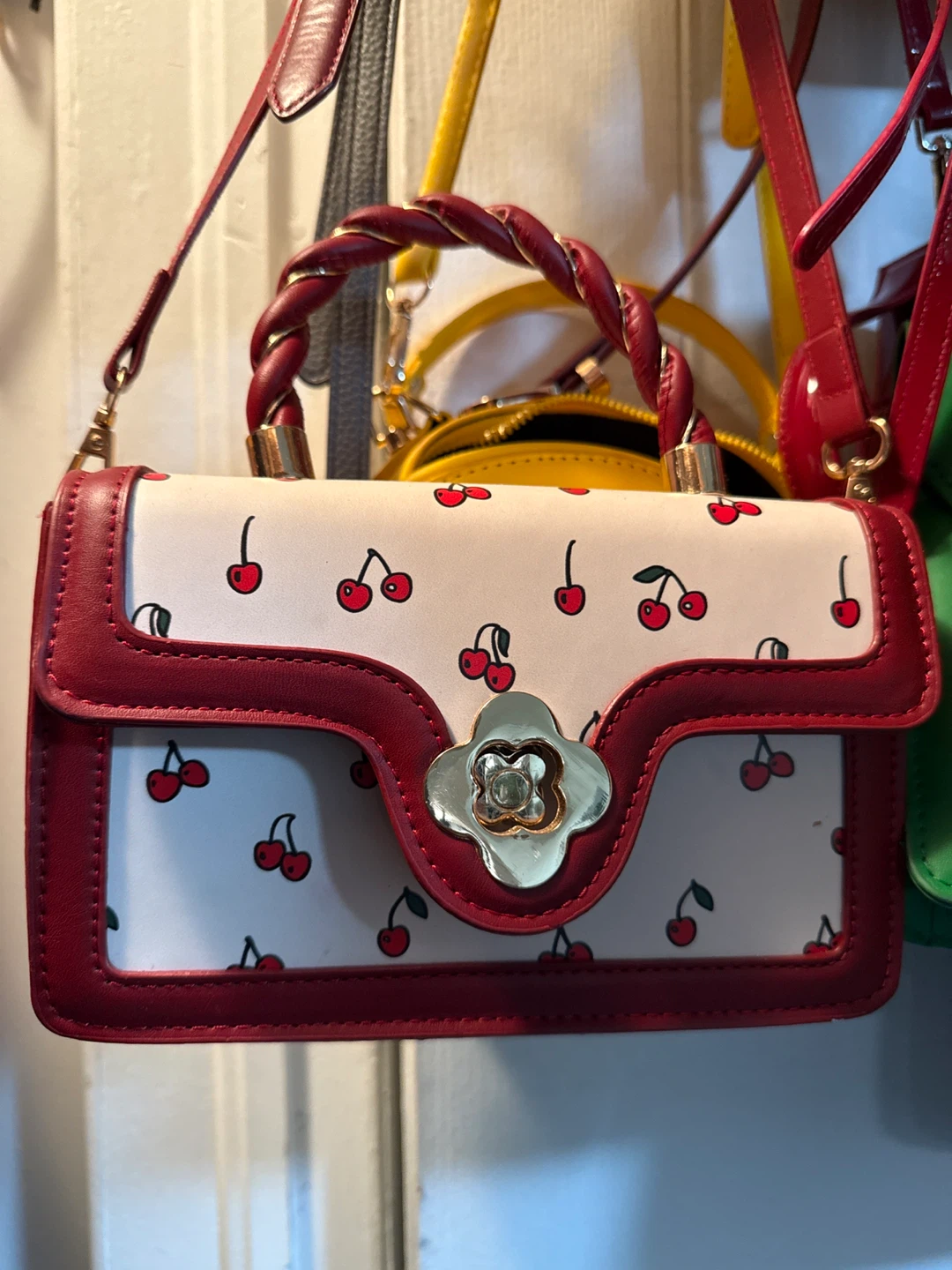 Red & White Cherry Pattern Handbag
