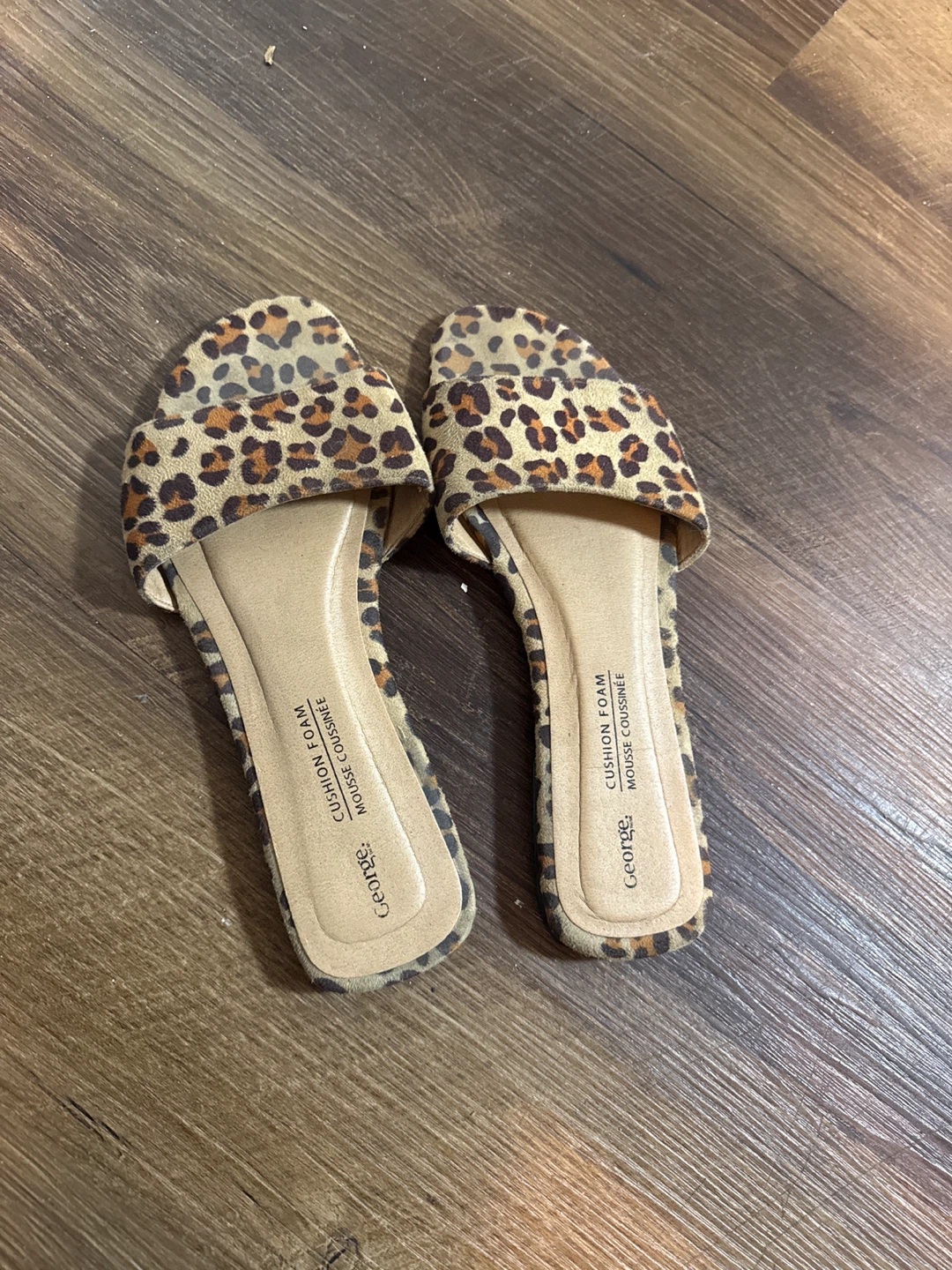 George Leopard Print Slides - Size 6