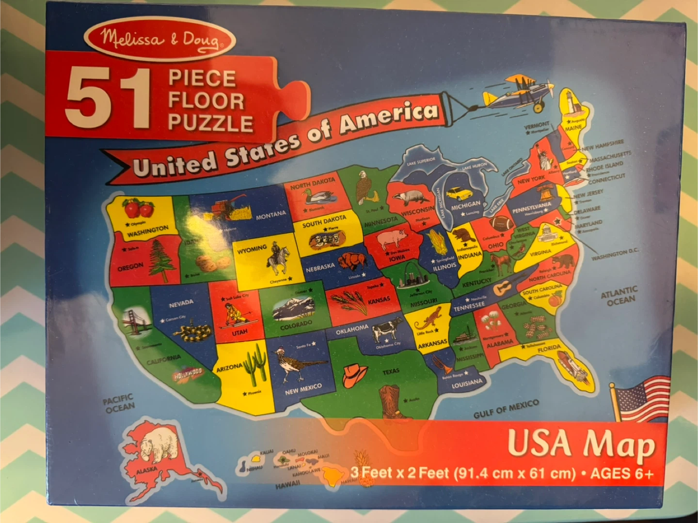Melissa & Doug United States Floor Puzzle - Ages 6+