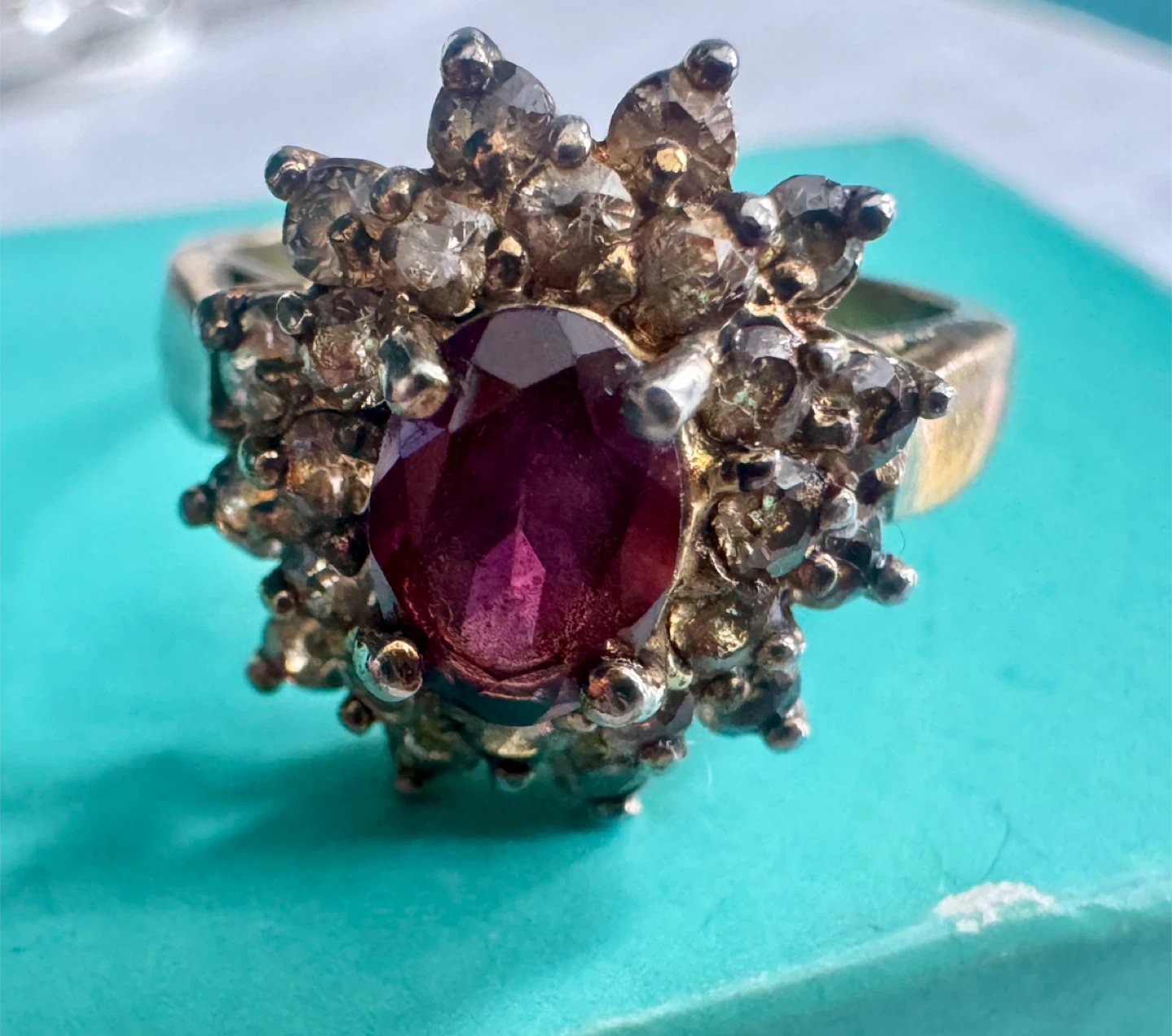 Vintage Ruby & Diamond Cluster Ring