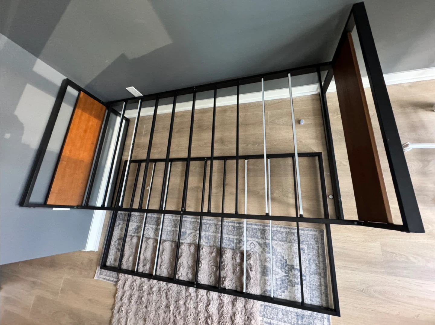 Bed Frame - Black Metal & Wood - photo 4