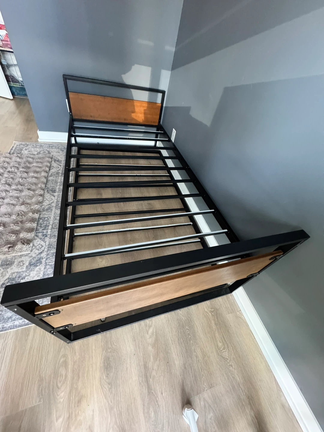 Bed Frame - Black Metal & Wood - photo 2