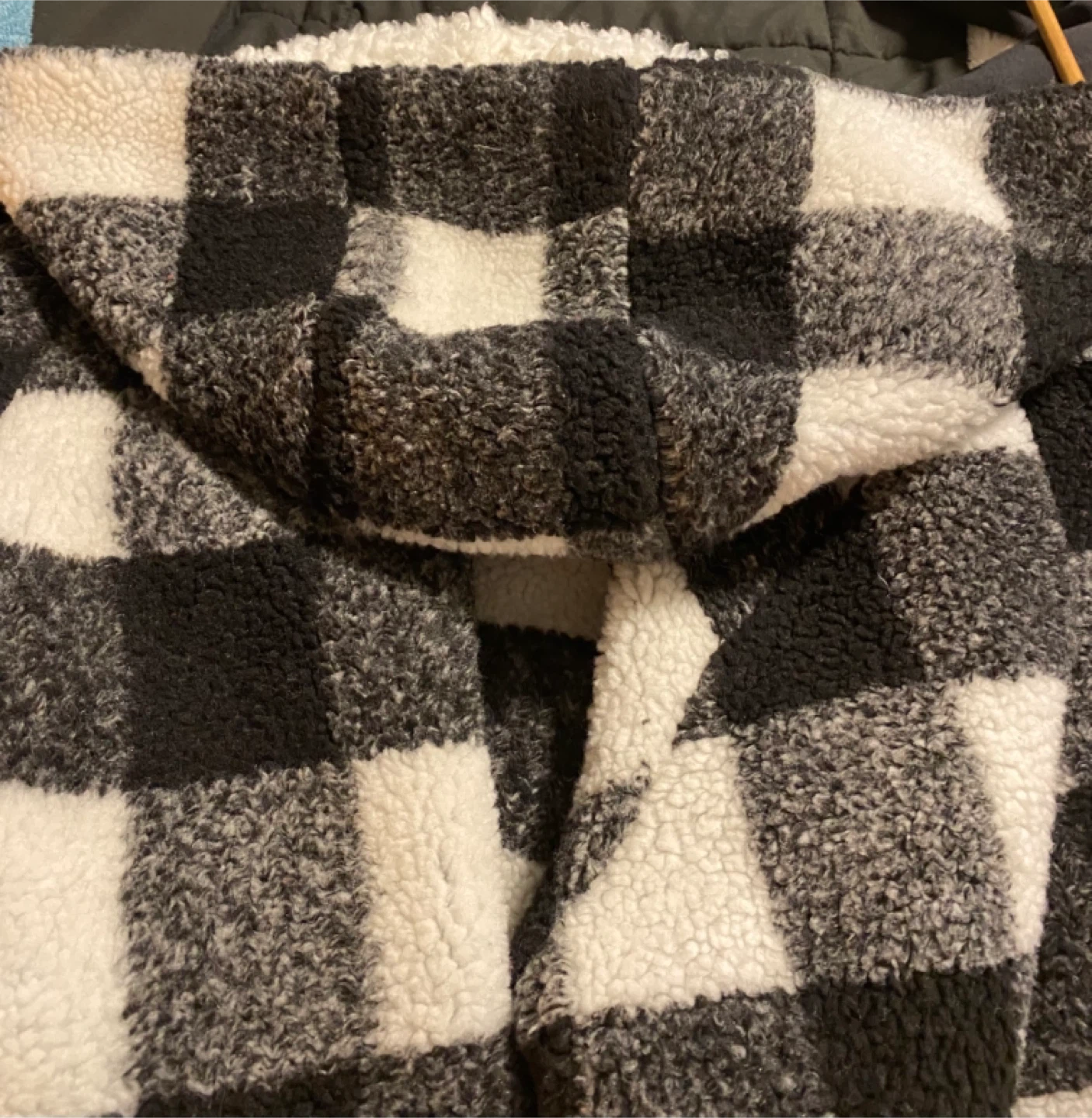 Steve Madden Black & White Plaid Sherpa Coat - photo 2