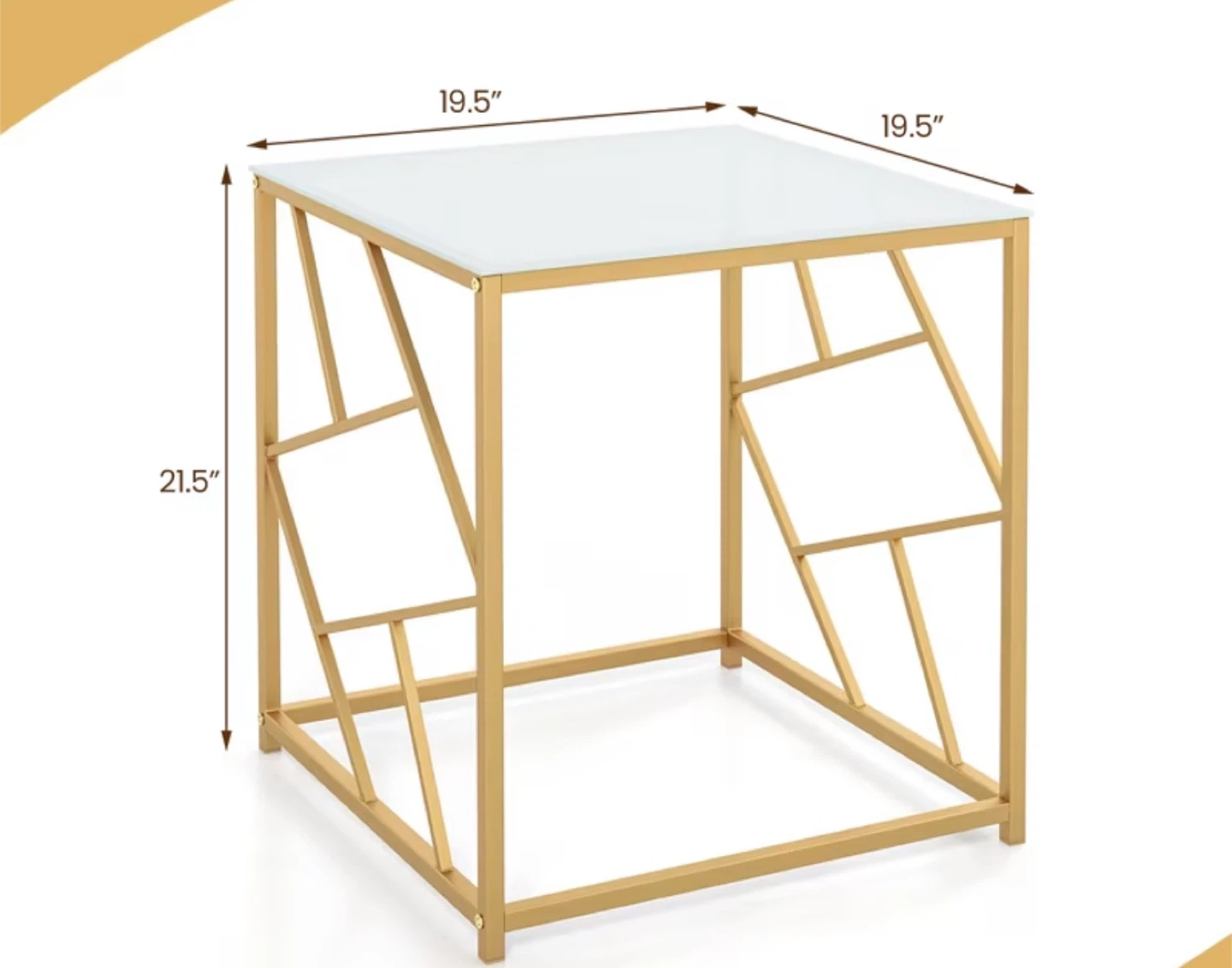 Gold & White Accent Table - 19.5" x 19.5" - photo 3
