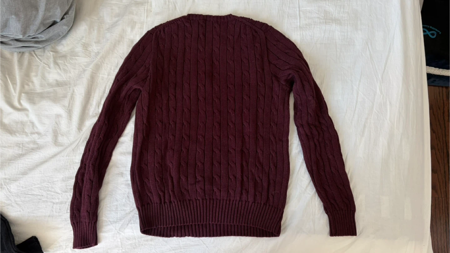 Polo Ralph Lauren Cable Knit Sweater - Burgundy, Size M - photo 3