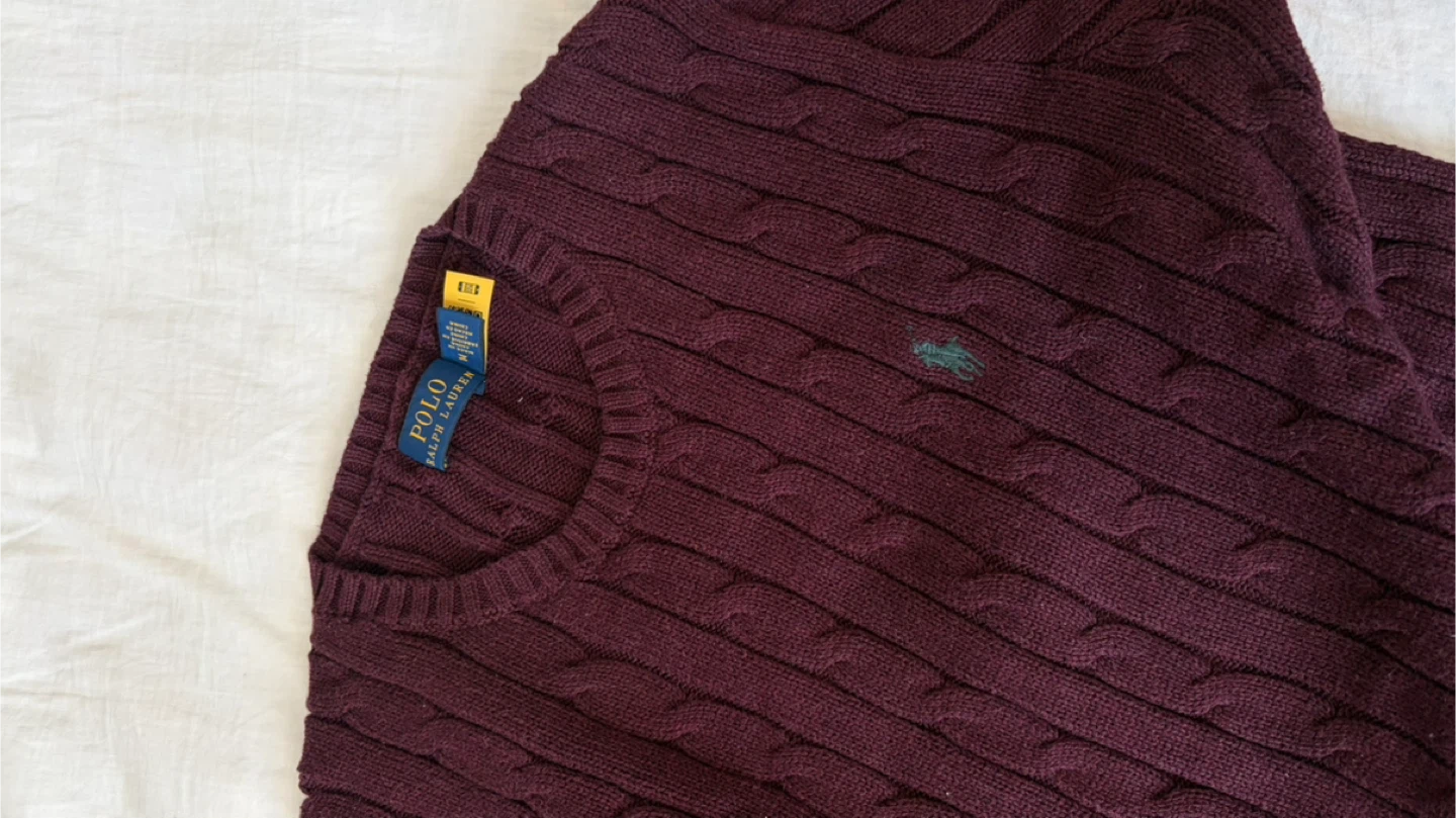 Polo Ralph Lauren Cable Knit Sweater - Burgundy, Size M