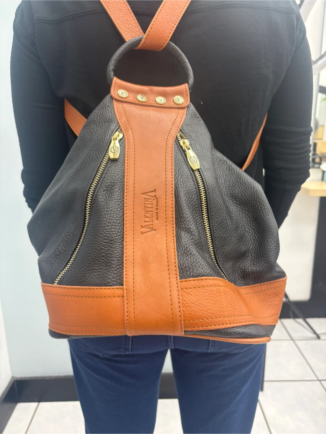 Valentina Made in Italy Leather versatile Backpack