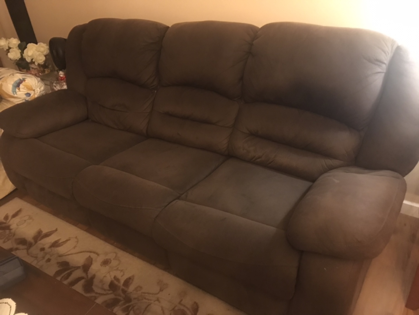 Brown Reclining Sofa - photo 3