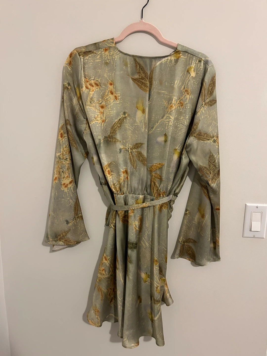Zara Floral Print Long Sleeve Wrap Dress - Size L - photo 2