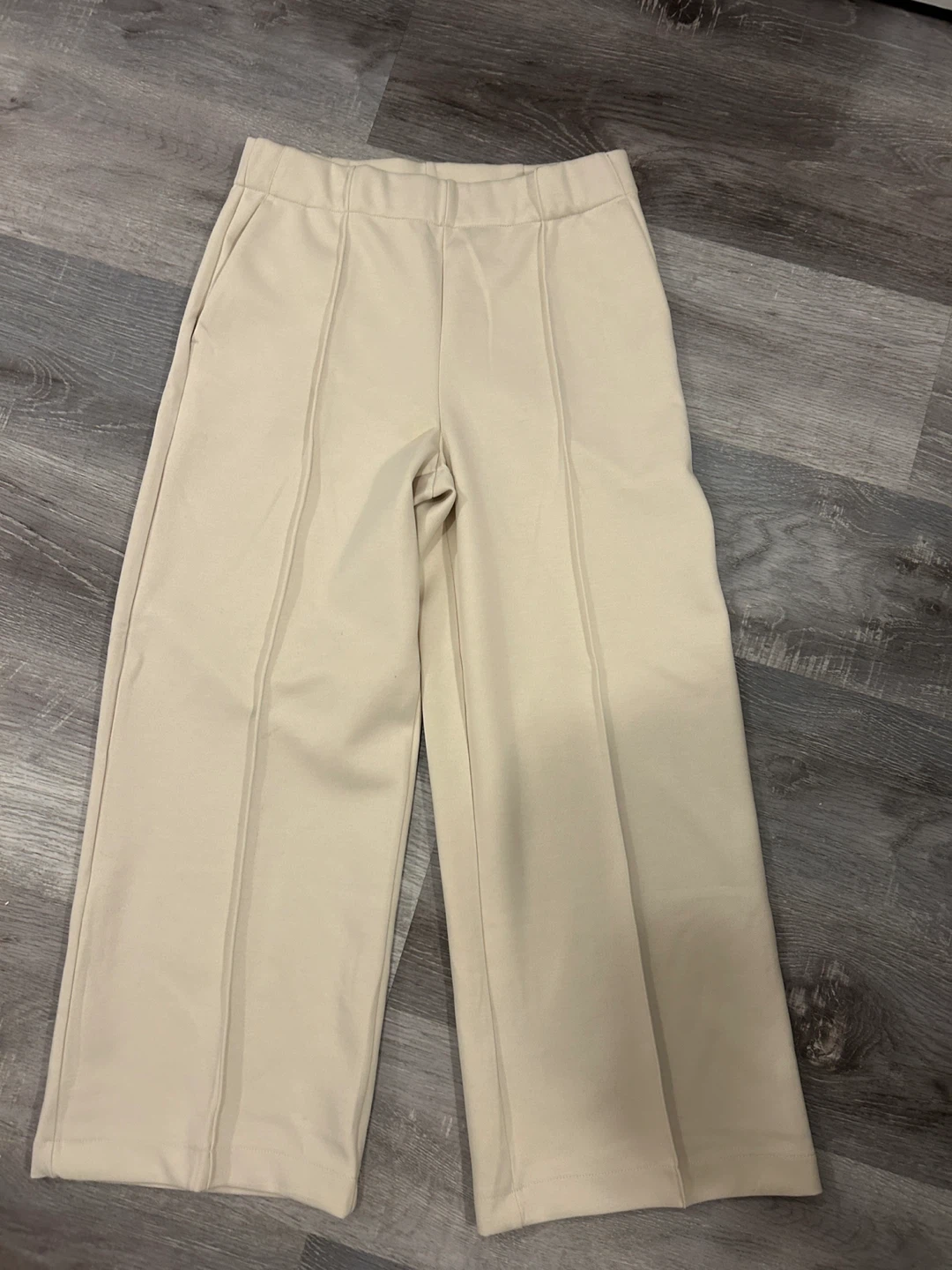 Beige Wide Leg Pants