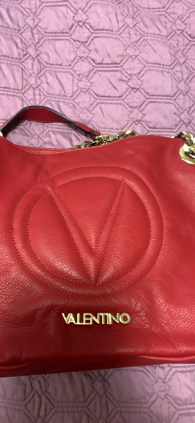 Valentino Handbag - Red Leather with Chain Straps - photo 2
