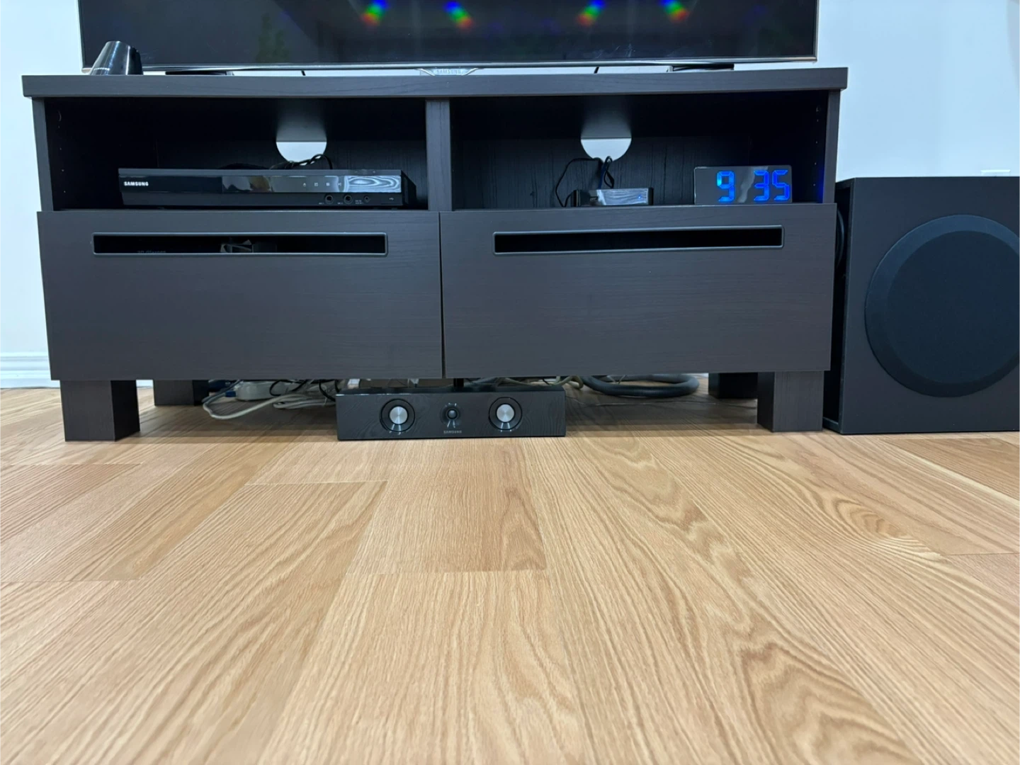 Dark Brown TV Stand with 2 Drawers.