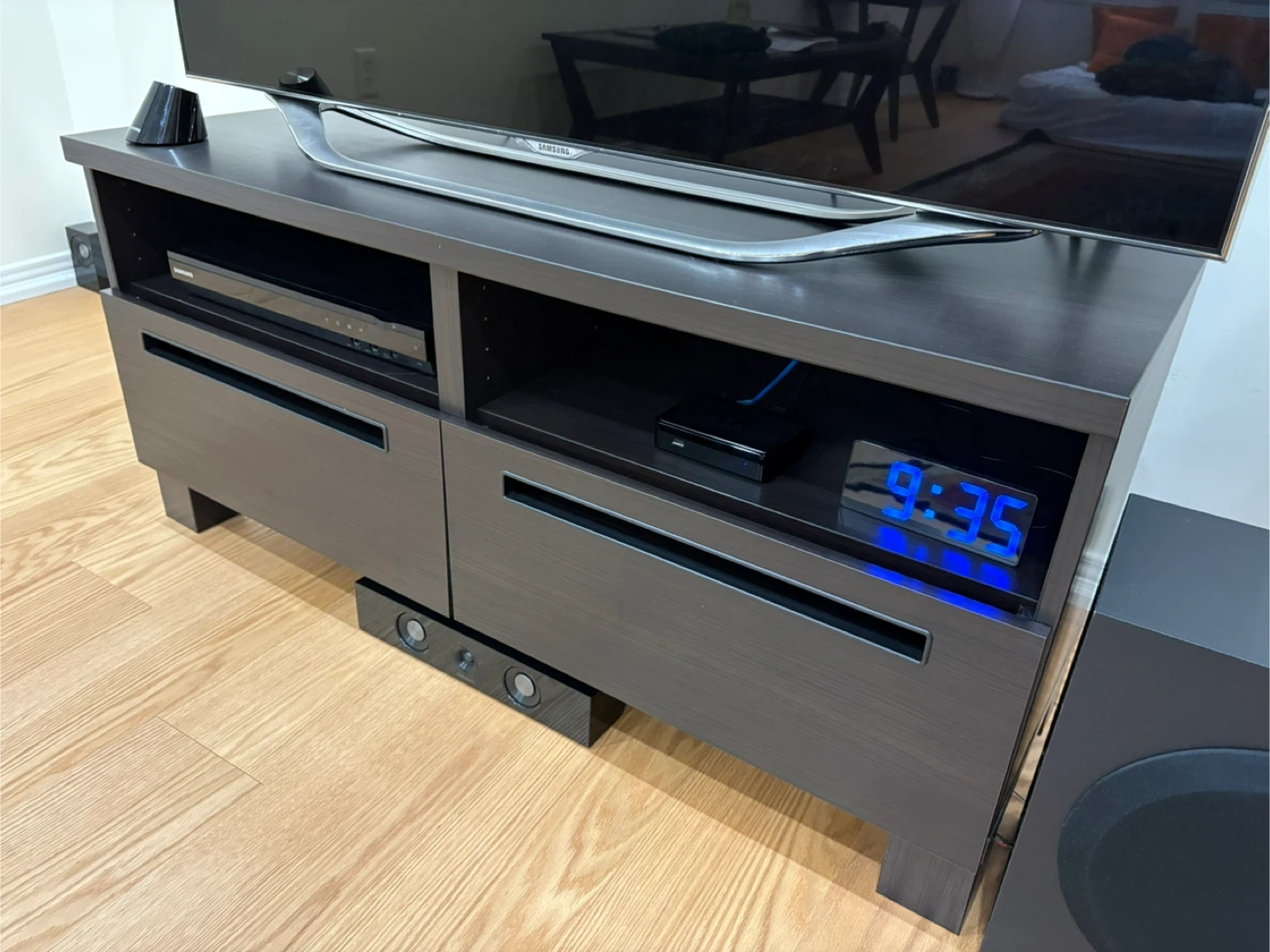 Dark Brown TV Stand with 2 Drawers. - photo 3
