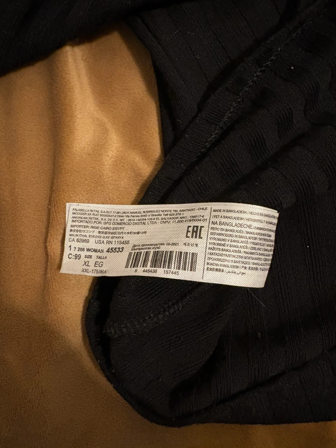 MNG Black Ribbed Long Sleeve Top - XL - photo 4