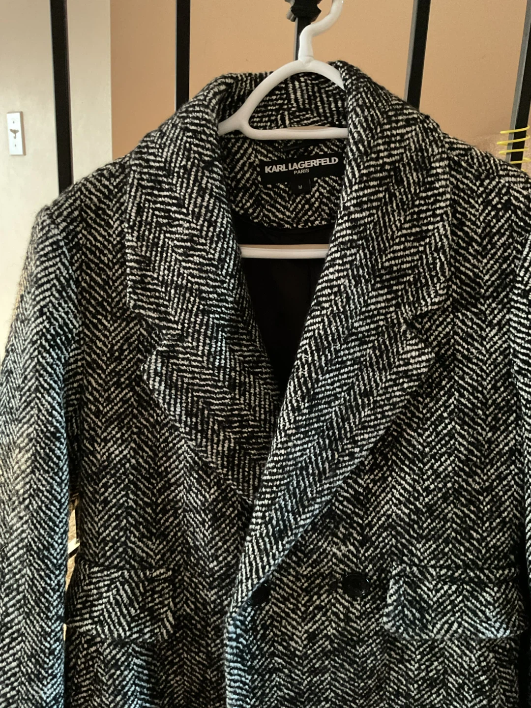 Karl Lagerfeld Herringbone Wool Blend Coat - Size M - photo 2
