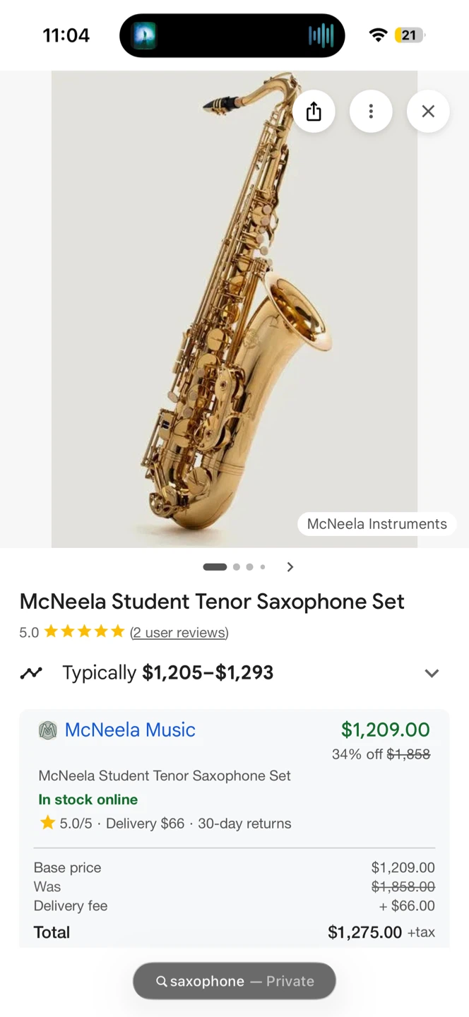 McNeela Student Tenor Saxophone Set