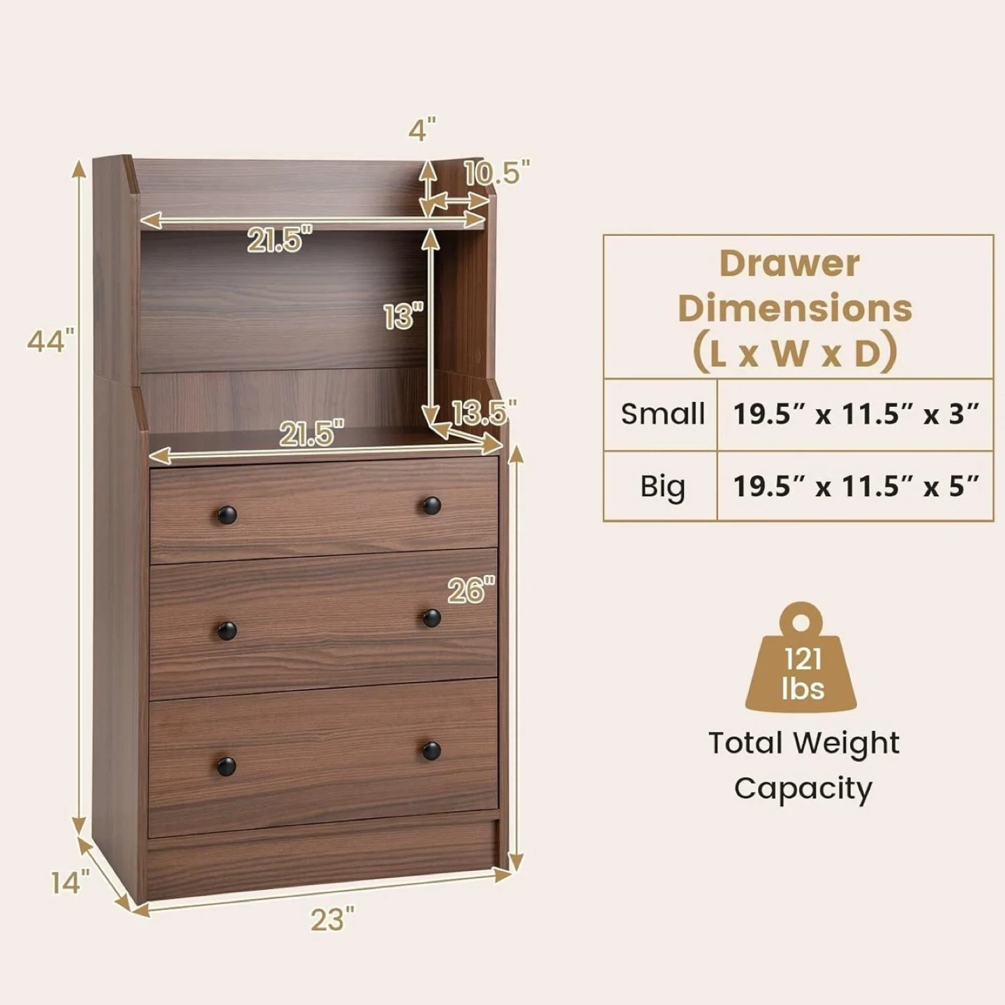 Brown Dresser with Shelves - Brand New! - photo 3