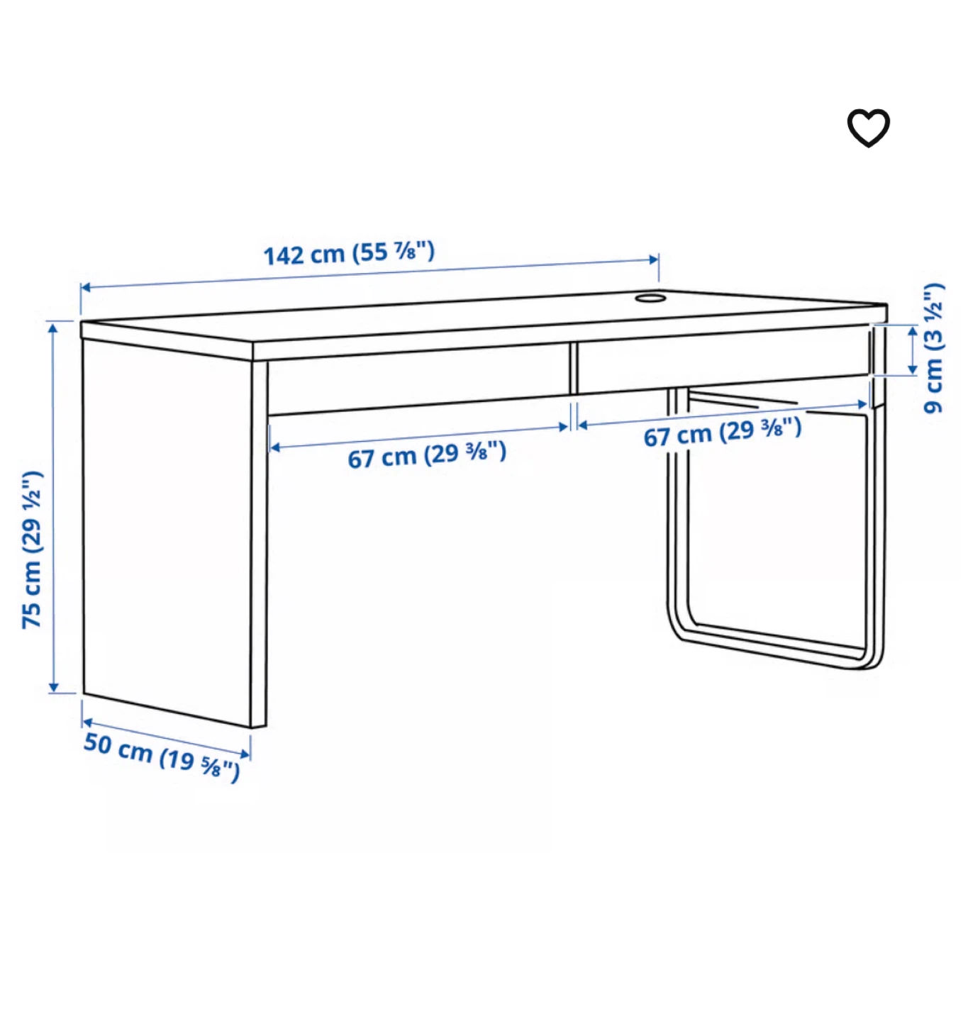 IKEA Desk - Black - 55 7/8" Length - photo 5