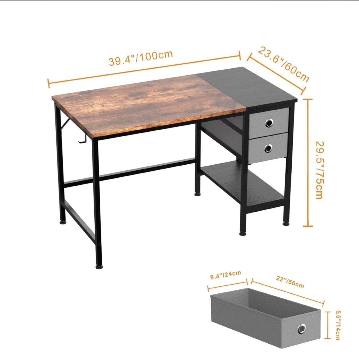40” inch workdesk with woven drawers - photo 5