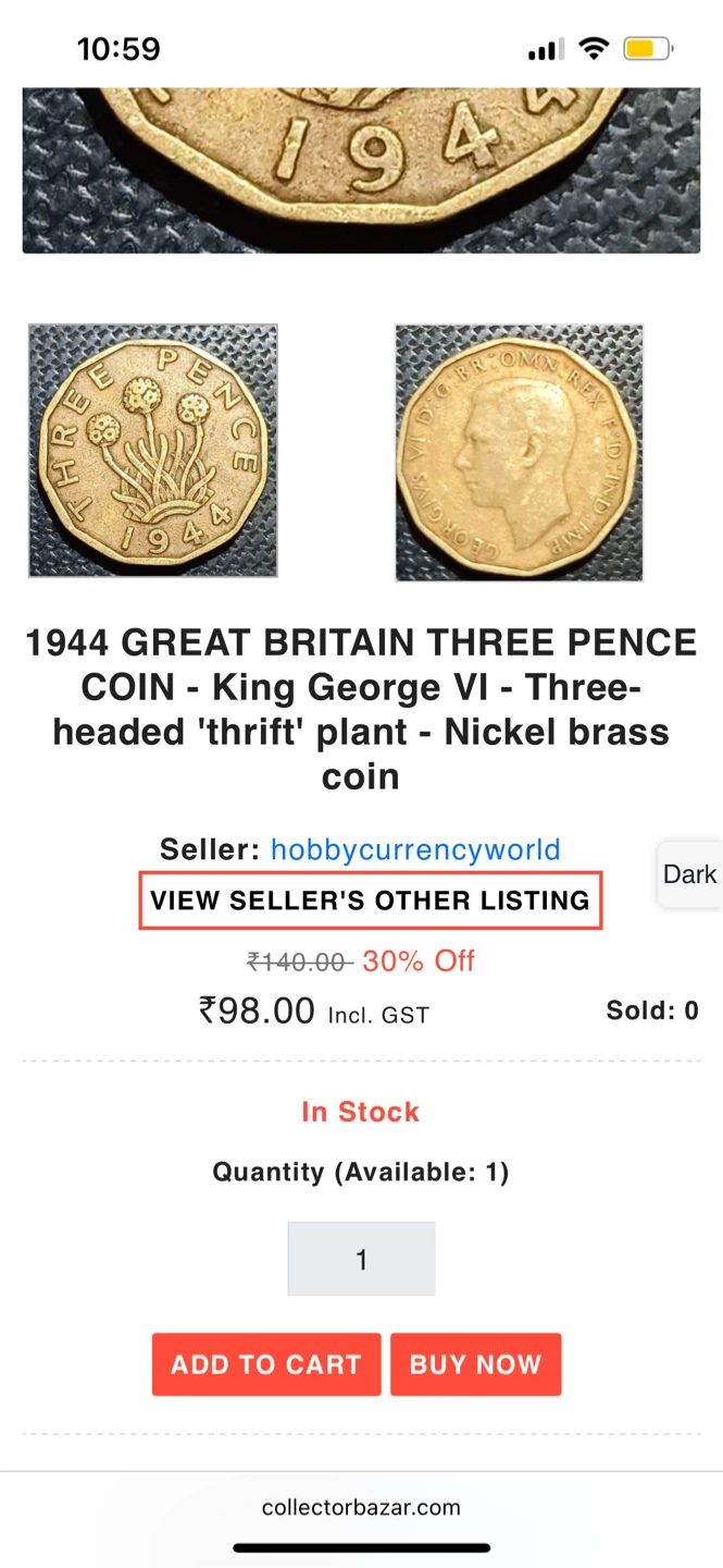 1944 Great Britain Three Pence Coin - photo 2