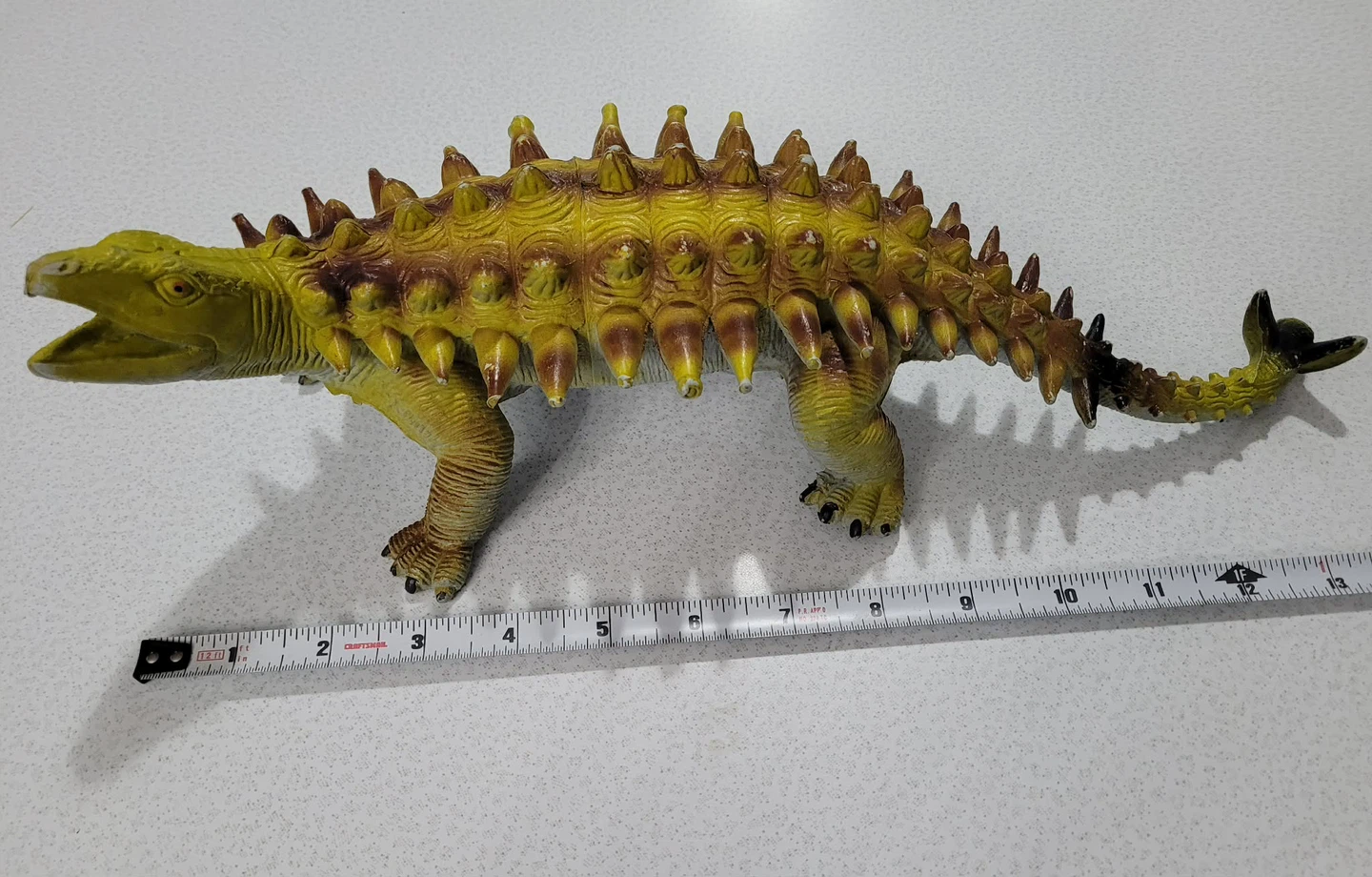 1980s Yellow Ankylosaurus Dinosaur Toy Figure