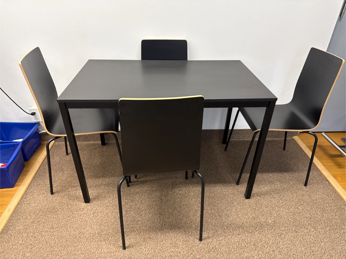 IKEA LERHAMN / ADDE Dining Set - Black Table & Chairs