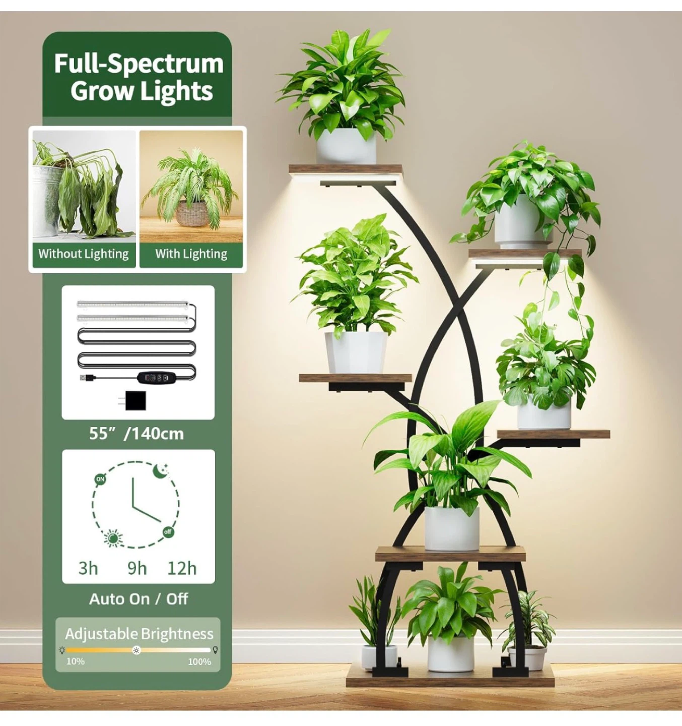 6 Tier Plant Stand with Grow Lights - photo 3