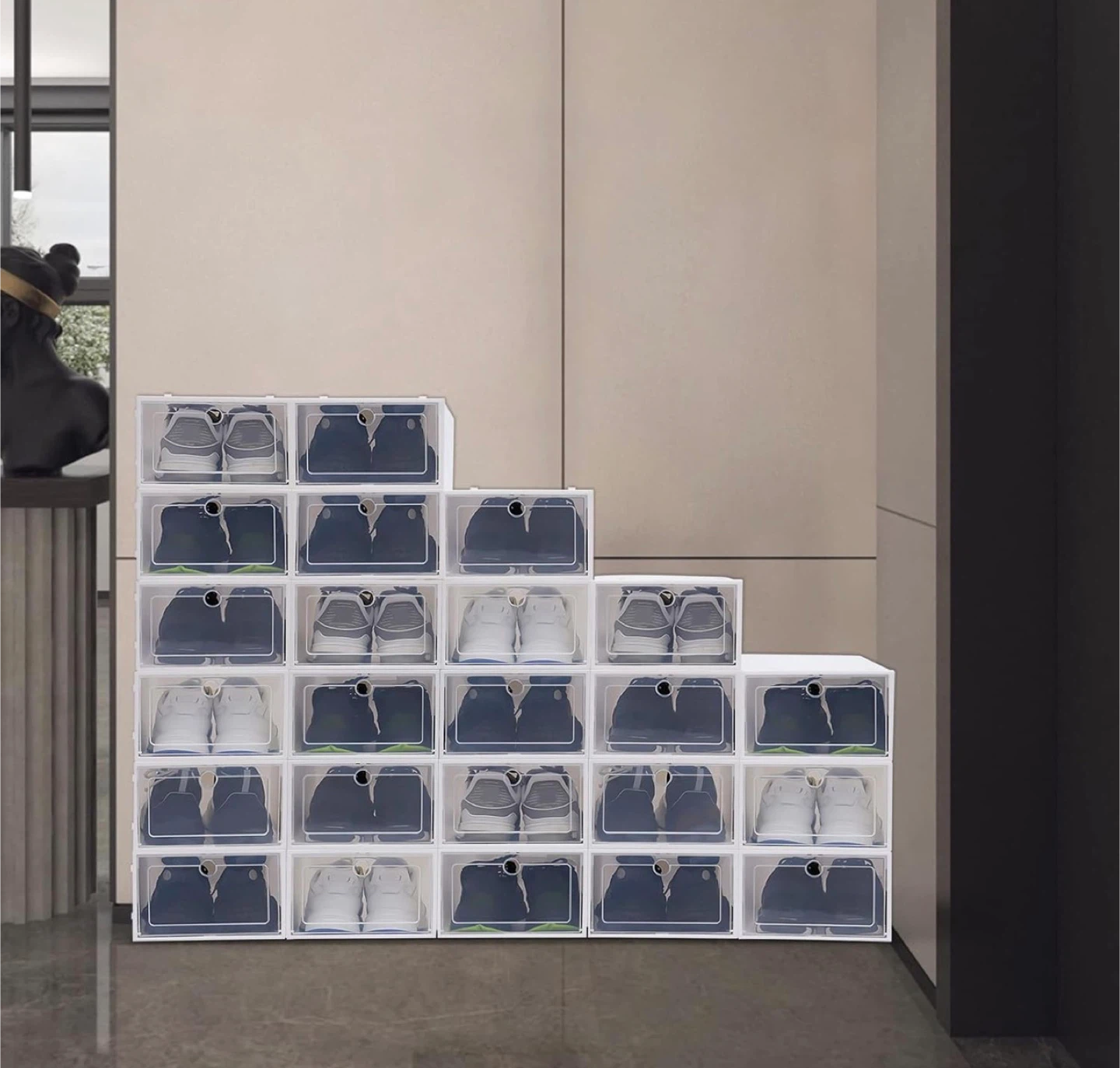 24pack Shoe Storage Box Organizer, Clear White - photo 4