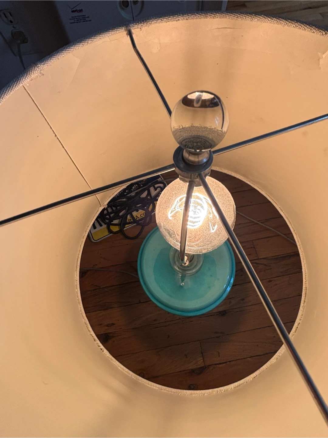 Vintage Turquoise Ceramic Table Lamp - photo 3