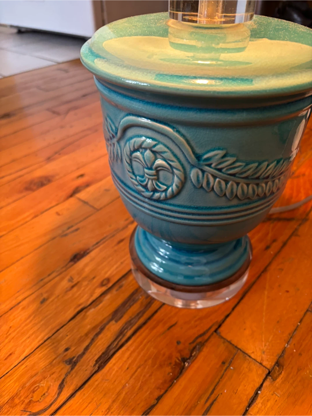 Vintage Turquoise Ceramic Table Lamp - photo 5